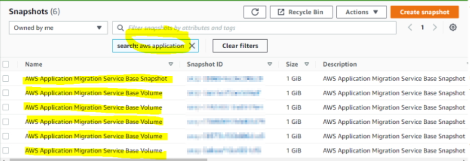 MGN Base Volumes and Snapshots